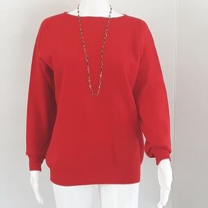 Harold's 100% Superfine Wool Red Sweater Made in Scotland Sz. L -Vtg
